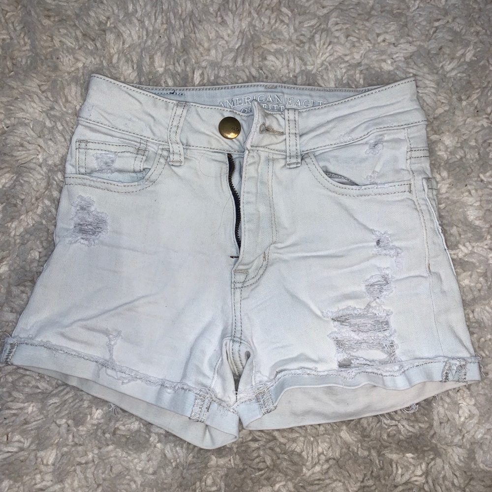 American Eagle Light Wash Cuffed Denim Shorts